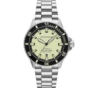 Emporio Armani Watch for Men, Quartz Movement and 42mm Case Size with Stainless Steel, Leather or Silicone Strap Hellgrün und Silberton, 42.5MM
