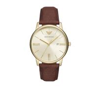Emporio Armani Watch for Men, Quarz-Dreizeiger-Datumswerk und 42mm Gehäusegröße mit Lederarmband
