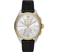Emporio Armani Watch for Men, Quarzwerk mit 2 Hilfszifferblättern und 43mm Gehäusegröße mit Lederarmband