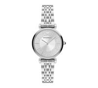 Emporio Armani Watch for Women, 32mm Zweizeiger-Quarzwerk mit silberfarbenem Edelstahlarmband