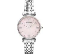 Emporio Armani Watch for Women, 32mm Zweizeiger-Quarzwerk mit silberfarbenem Edelstahlarmband