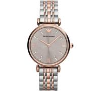Emporio Armani Watch for Women, Quartz Movement and 31mm Case Size with Stainless Steel, Leather or Silicone Strap Set aus Grau und Roségoldtönen, 31MM