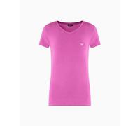 Emporio Armani Woman Essential Studs S/Sleeve V Neck T-Shirt Violet XL, Bouganville, X-Large