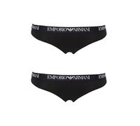 EMPORIO ARMANI Damen Strings, 2er Pack - ESSENTIAL COTTON, T-Thong, Cotton Stretch Schwarz XL