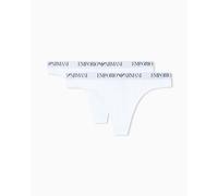 EMPORIO ARMANI Damen Strings, 2er Pack - ESSENTIAL COTTON, T-Thong, Cotton Stretch Weiß XL