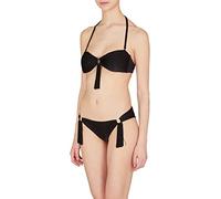 Emporio Armani Women's Fringes Lycra Band and Brazilian Bikini Set, Black, XS