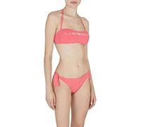Emporio Armani Women's Logo Lover Band and Bow Brazilian Bikini Set, Coral, M