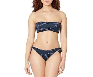 Emporio Armani Women's Logomania Band and Bow Brazilian Bikini Set, Marine/White, S