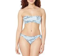 Emporio Armani Women's Logomania Band and Bow Brazilian Bikini Set, White/Navy Blue, XS