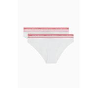 Emporio Armani Women's Stretch Cotton Logoband 2-Pack Brief, White, S