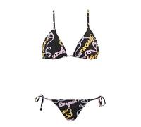 EMPORIO ARMANI Women's Triangle and String Brazilian Logomania Bikini Set, Black/Heart Logo PR, XS