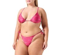 EMPORIO ARMANI Women's Triangle and String Brazilian Logomania Bikini Set, Cherry/Ecru, L