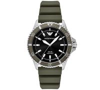 Solaruhr EMPORIO ARMANI, grün (khakifarben), Armbanduhren, Herren, Armbanduhr, Herrenuhr, Silikonarmband, analog, Tag, 12/24-Std.-Anzeige (38015863-0) khakifarben