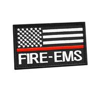 EMS Amerikanische Feuerwehr Thin Red Line 2x3.25 US Flagge Notfallsanitäter Feuerwehrmann Morale Klett Patch