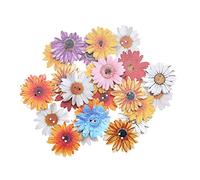 EMSea 100 Stück Blumenknöpfe aus Holz, dekorative Chrysanthemen-Blumenknöpfe mit 2 Löchern, bunte Gänseblümchen-Knöpfe, 25 mm Chrysanthemen-Knöpfe für DIY Nähen Kleidung Basteln