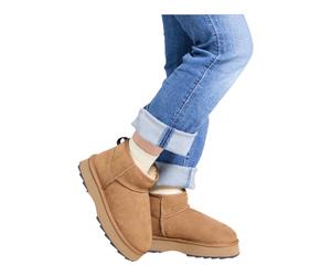 EMU Australia Winterstiefel Sharky Micro Flatform (Lammfell, Plateausohle) braun Damen, Größe Euro (US) 41 (10)