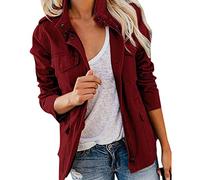 EMUKFD Damen Militär Anorak Jacken Safari Utility Zip Up Leichte Hoodies Casual Frühling Herbst Jacke mit Taschen, wein, 52