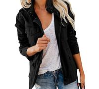 EMUKFD Damen Militär Anorak Jacken Safari Utility Zip Up Leichte Hoodies Casual Frühling Herbst Jacke mit Taschen, 02-schwarz, 36