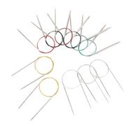 EMUKOEP 11-teiliges Rundstricknadel-Set, Edelstahl-Stricknadeln, 2 Mm Bis 8 Mm, 80 Cm Länge mit Halbspitzigem Design, Zum Stricken von Schals, Mützen, Pullovern