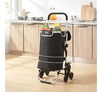 [en.casa] Einkaufstrolley Neef Treppensteiger Einkaufswagen klappbar Shopping Trolley mit Kühlfach Einkaufsroller 41 Liter bis 20 kg belastbar abnehmbare Einkaufstasche Einkaufsrollwagen Schwarz