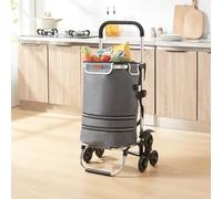 [en.casa] Einkaufstrolley Neef Treppensteiger Einkaufswagen klappbar Shopping Trolley mit Kühlfach Einkaufsroller 41 Liter bis 20 kg belastbar abnehmbare Einkaufstasche Einkaufsrollwagen Dunkelgrau