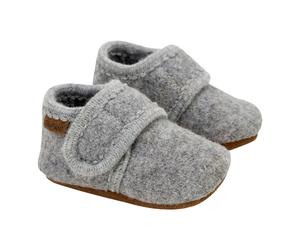 EN FANT Woll-Krabbel- und Hausschuhe mit Klettverschluss 21 grau gestrickt
