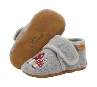 EN FANT Woll-Krabbel- und Hausschuhe mit Klettverschluss Pilze 23 grau gestrickt