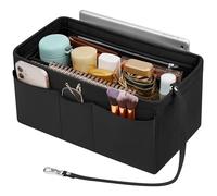 Enbagold Handtaschen Organizer Filz Taschenorganizer für Frauen Handtasche, Tasche Organizer Shopper mit Mehreren Taschen, Innentasche für Handtaschen,Schwarz,M