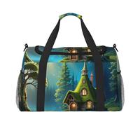 Enchanted Journey Print Reisetasche für Damen und Herren, faltbare Reisetaschen und geräumige Wochenend-Tragetasche zur Aufbewahrung, Kulturbeutel, Gepäck, persönliche Gegenstände, Schwarz, L, Schwarz