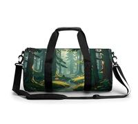Enchanted Wilderness Fantasy on Dark Green Gym Bag for Men Women Water Resistant Duffle Bag Travel Lightweight Bag for Travel Sports, white, 45.0 cm/22.9 cm/22.9 cm 22.9 cm, weiß, 17.7in/9in/9in
