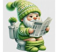 ENCOMAG Wichtel Kreuzstich Stickpackungen Erwachsene, Stickvorlagen Vorgedruckt Kreuzstich Stickpackung Zum Sticken Starter Set FüR Erwachsene Kinder Anfänger,25x25cm