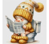 ENCOMAG Wichtel Kreuzstich Stickpackungen Erwachsene, Stickvorlagen Vorgedruckt Kreuzstich Stickpackung Zum Sticken Starter Set FüR Erwachsene Kinder Anfänger,25x25cm