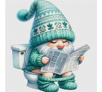 ENCOMAG Wichtel Kreuzstich Stickpackungen Erwachsene, Stickvorlagen Vorgedruckt Kreuzstich Stickpackung Zum Sticken Starter Set FüR Erwachsene Kinder Anfänger,25x25cm