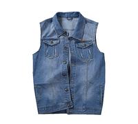 ENEN Herren Denim Vest Weste Retro-Jeansweste Ärmellos, Oberbekleidung Multi-Pocket Outdoor Fotografie Angeln Camping Weste Reisen Wandern Gilet Jacke