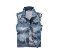 ENEN Herren Denim Vest Weste Retro-Jeansweste Ärmellos, Oberbekleidung Multi-Pocket Outdoor Fotografie Angeln Camping Weste Reisen Wandern Gilet Jacke