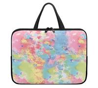 ENEN Mode Laptoptasche mit Tie-Dye Drucken Neopren Wasserdicht Stoßfest Laptop Hülle Taschen Business Büro Arbeit Computertasche, Notebook Schutzhülle für Herren Frauen (10 Zoll,Rosa Grün)
