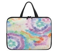 ENEN Mode Laptoptasche mit Tie-Dye Drucken Neopren Wasserdicht Stoßfest Laptop Hülle Taschen Business Büro Arbeit Computertasche, Notebook Schutzhülle für Herren Frauen (12 Zoll,Grün Lila)