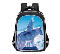 ENEN Rucksack Kinder Kinderrucksack Rucksack Kindergarten Jungen Mädchen Tagesrucksack Schulrucksack 3D-Wolfsdruck Grundschule Kindergartenrucksack (Schneewolf,28x17x45cm)