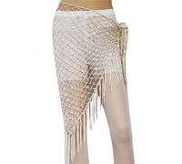 ENENEN Women's Hollow Mesh Pailletten Hüfttuch Perlen Dekoration Taille Schal Schal Fischernetz Großes Dreieckstuch Bauchtanz Taille Kette Hüfttuch