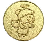 EnerChrom Schutzengel Lovely Lilli - Münze 1 Stück - 2,3cm Gold - Metall Einkaufschip Engel Glücksbringer - no Plastic