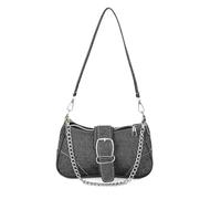 Energather Handtaschen Damen Klein, Y2K Jeans Umhängetasche Tasche Tote Tasche mit Abnehmbarer Kette, Schicke Kleine Schultertasche für Frauen Dating Reisen Party Einkaufe (Schwarz)
