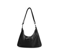 Energather Hobo Tasche für Frauen, Weiche Pu Leder Crossbody Tasche mit Verstellbarem Gürtel, Große Kapazität Schulter Handtasche mit Reißverschluss für Shopping Arbeitsreise(Schwarz)