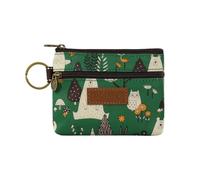 Energather Münzbeutel, PU Leder Münzbörse Münzbörsen für Damen mit Schönen Cartoons Drucken, Mini Geldbeutel mit Schlüsselkette Coin Purse mit Reißverschluss für Lippenstift, Schlüssel (Grün)