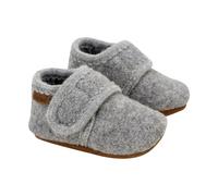 EN FANT Woll-Krabbel- und Hausschuhe mit Klettverschluss 21 grau gestrickt