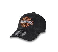 Enflame Bar & Shield Stretch-Fit Baseball Cap Harley Black Schirmmütze, M M schwarz orange