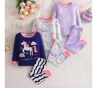 Eng anliegender Schlafanzug für Babymädchen, Langarmshirt und Hose, weicher und dehnbarer Stoff, niedliches Tiermuster, von Babys geliebte, kuschelige