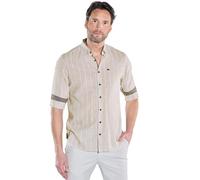 engbers Herren Herren Langarm-Hemd aus Halbleinen, Beige, 38486, Beige in Größe 4XL