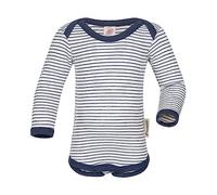 Engel Baby Body Langarm, 70% Wolle (kbT), 30% Seide, Natur (Natur/Marine, 74-80)