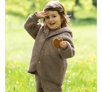 Engel Baby Jacke mit Kapuze Wollfleece (Walnuss Melange, 110-116)