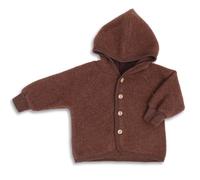 Engel Baby Jacke mit Kapuze und Knöpfen aus Schurwolle / Fleece 86/92 Zimt melange